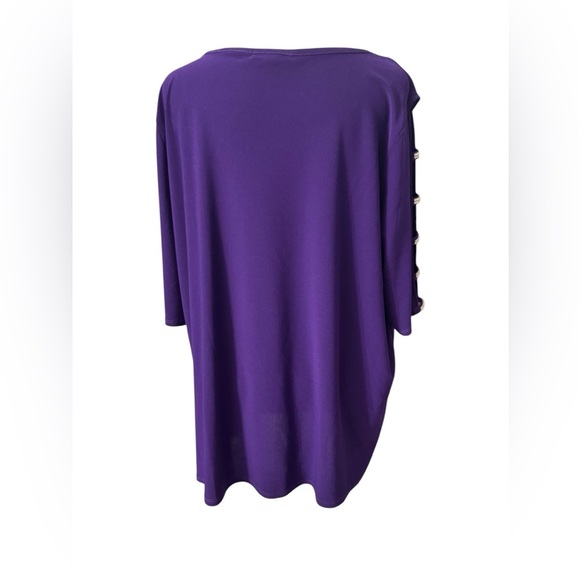 89th+Madison stretchy purple top with rhinestone accent on open sleeves Size 2X - Picture 4 of 7